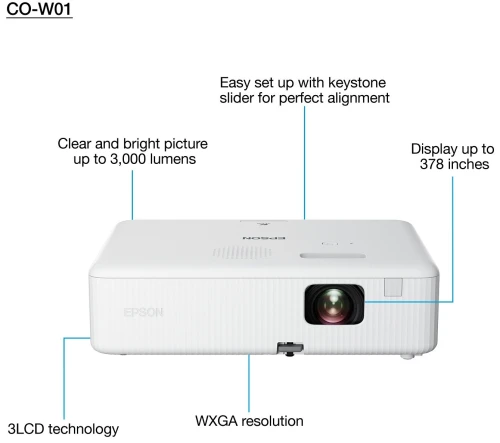DATASHOW EPSON CO-W01 HDMI 3000 LUMENS HDMI