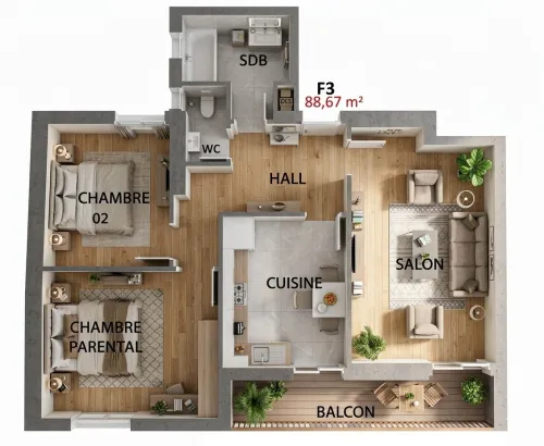 Vente Appartement F3 Oran Bir el djir