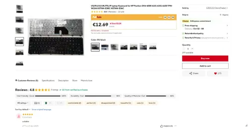 laptop Keyboard for HP Pavilion DV6-6000 6101 6151 6100