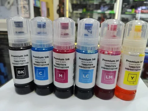 BOUTEILLES D'ENCRE EPSON identique 108 ECOTANK - BLACK - CYAN - MAGENTA - YELLOW - LIGHT CYAN - LIGHT MAGENTA