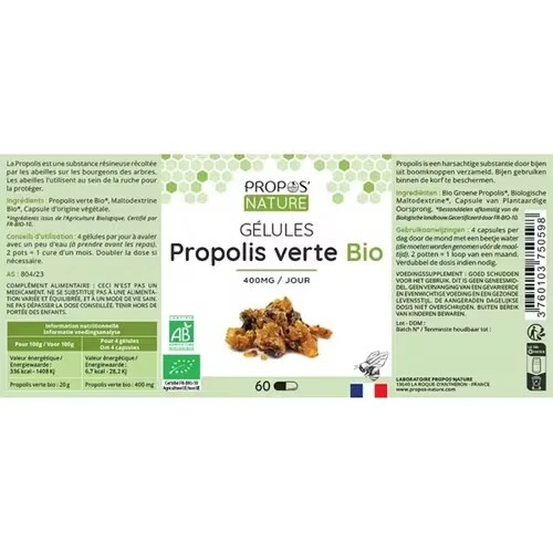 Propos Nature Apitherapie Propolis Verte Bio 60 gelules