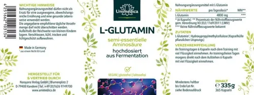 Unimedica L-glutamine acide amine semi-essentiel 365 gélules  