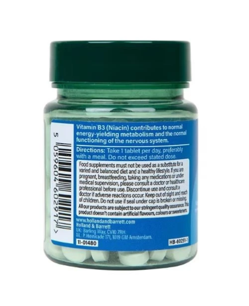 Holland & Barrett Vitamine B3 Niacine 100 mg 120 Comprimés