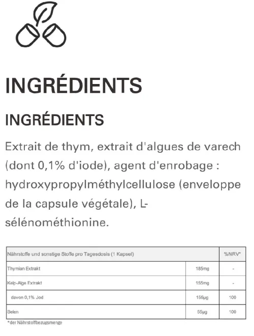 GLANDE THYROÏDE INTENSE Complexe thyroïdien T3 T4 avec iode, sélénium et thym