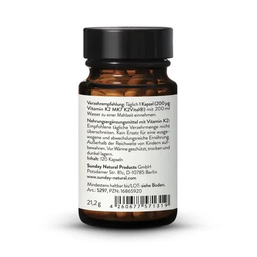 VITAMINE K2 MK7 200mcg tout-trans Vegan 120 gélules à dosage élevé