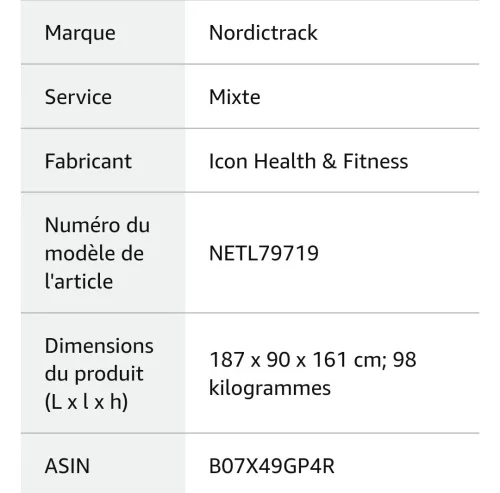 Tapis de course NORDICTRACK S25 pro