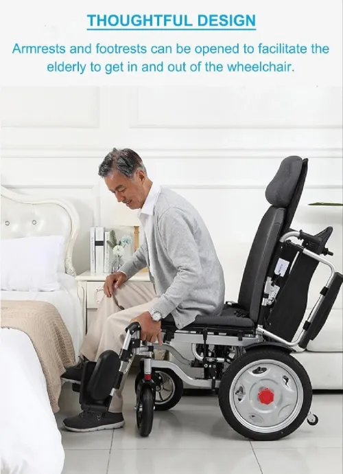 Fauteuil roulant électrique pliable rabattable en aluminium 