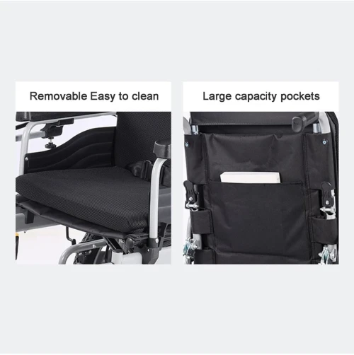 Fauteuil roulant électrique pliable rabattable en aluminium 