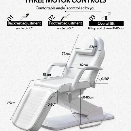 Fauteuil de massage et esthétique électrique à hauteur variable trois sections 
