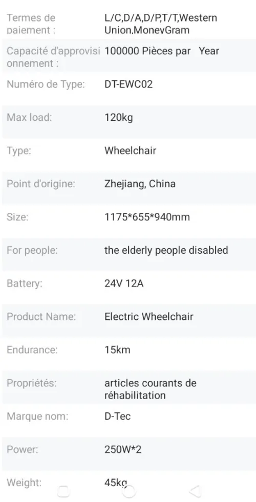 Fauteuil roulant électrique pliable EWC02