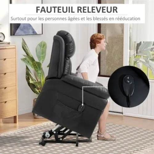 Fauteuil relax releveur électrique véritable cuir 
