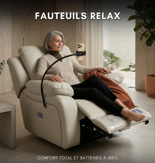 Fauteuil relax électrique rocking _Balançoire en cuir véritable
