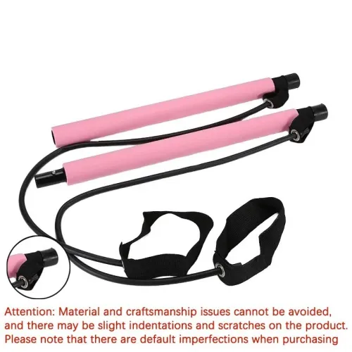 Bâton Pilates Yoga Portable avec Bandes Élastiques Résistance pour Fitness et Étirements