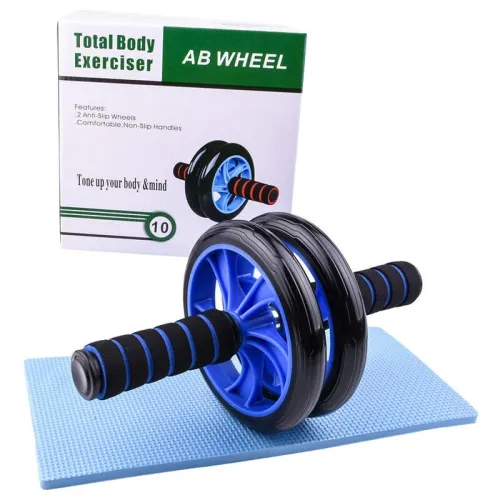 Roue Abdominale Double Pliable Rouleau Rouge pour Entrainement a Domicile