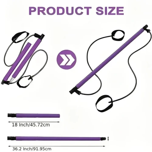Bâton Pilates Yoga Portable avec Bandes Élastiques Résistance pour Fitness et Étirements