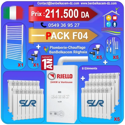 Pack Chaudiere Riello 24kw a ventouse F1/F2/F3/F4F5/F6