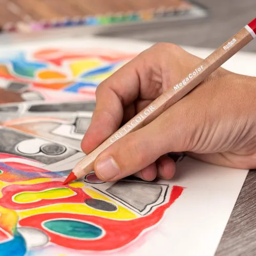 CRETACOLOR Megacolor Crayons de couleur, crayons d'artiste, extra épais pour grandes surfaces, 36 STK, hautement pigmentés