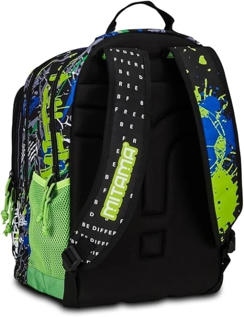 Mitama Sac à dos triple compartiment Road To Win avec poche avant, vert et noir, école primaire et loisirs, enfant garçon, Noir, Taglia unica, Sac à dos tyrolien