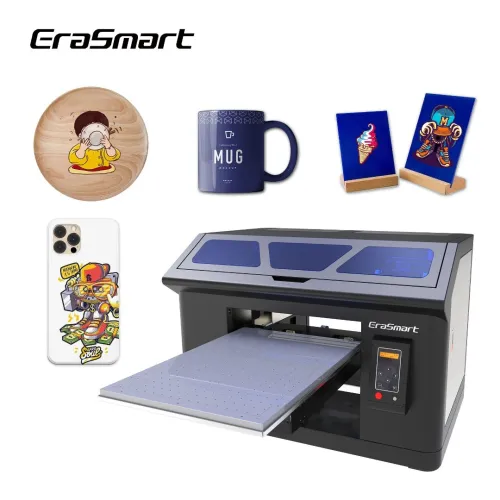 UV ERASMART Imprimante Printer UV à plat A3+(35/45 CM)+ DTF (autocollant de transfert) +rotative 360