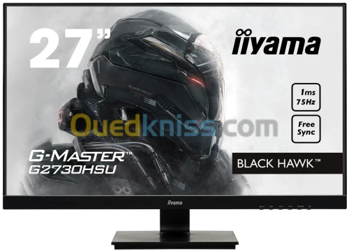 MONITEUR IIYAMA 27" 1920 x 1080 - 75HZ - TN - 1 ms--16/9-VGA/HDMI/DisplayPort - Noir G2730HSU-B1