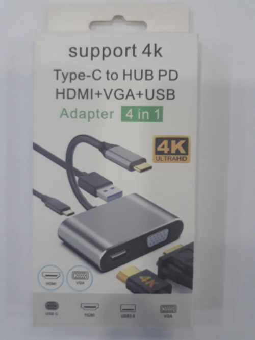 Adaptateur Type C to Hub PD HDMI VGA USB 4 IN 1