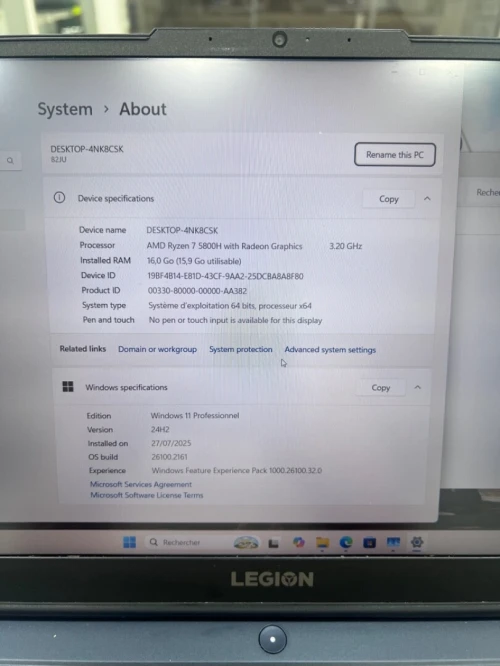 LENOVO LEGION 5 15ACH6H 15.6'' Ryzen 7 5800H 16RAM 1TB SSD RTX 3060 06GB DÉDIÉE BATTERIE +5 HEURES