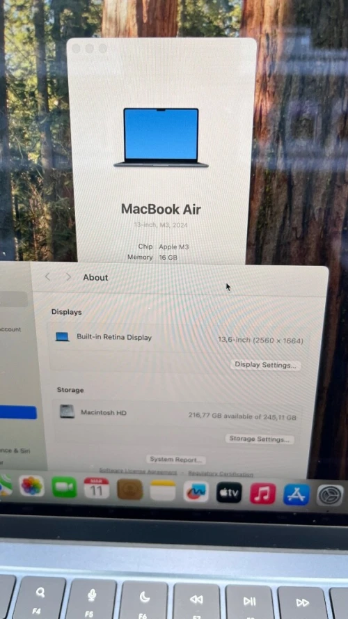 MACBOOK AIR  2024 M3 13.6'' 16RAM 256 SSD BATTERIE 99%