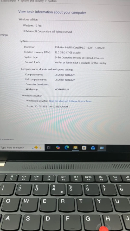LENOVO THINKPAD P14S I7-13TH PROCESSEUR P 32RAM 512SSD 14'' FHD RTX A500 04GB DÉDIÉE BATTERIE 100%