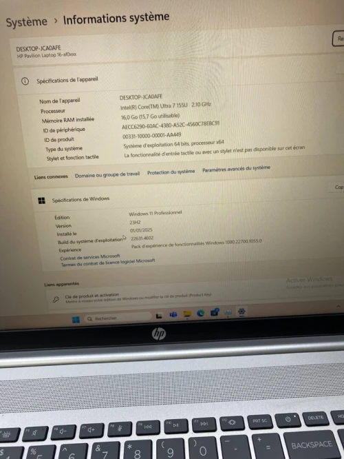 HP PAVILION 16 ULTRA 7 155U 16'' 16RAM 1TB SSD  NEUF BATTERIE 100%