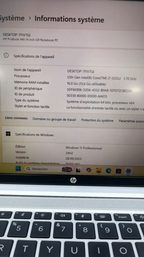 HP PROBOOK 440 G9  14'' FHD I7-12TH 16RAM 512SSD IRIS XE BATTERIE +3 HEURES