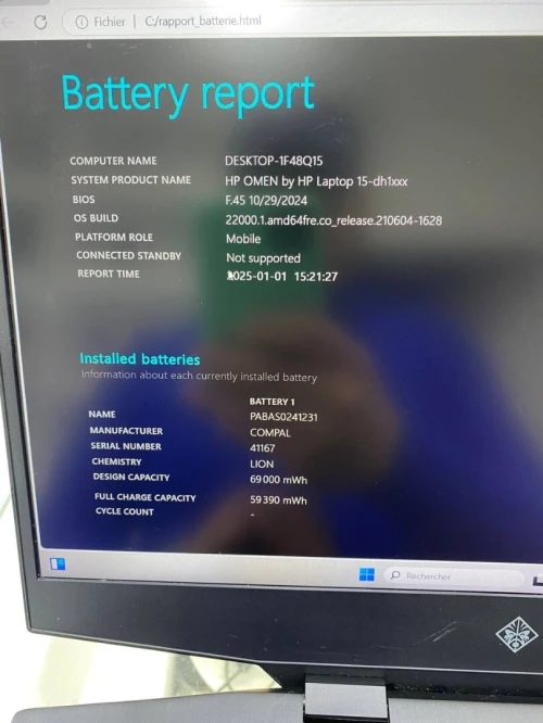 HP OMEN I7-10TH 15.6'' 16RAM 1TB SSD RTX 2060 06GB DÉDIÉE BATTERIE +4HEURES