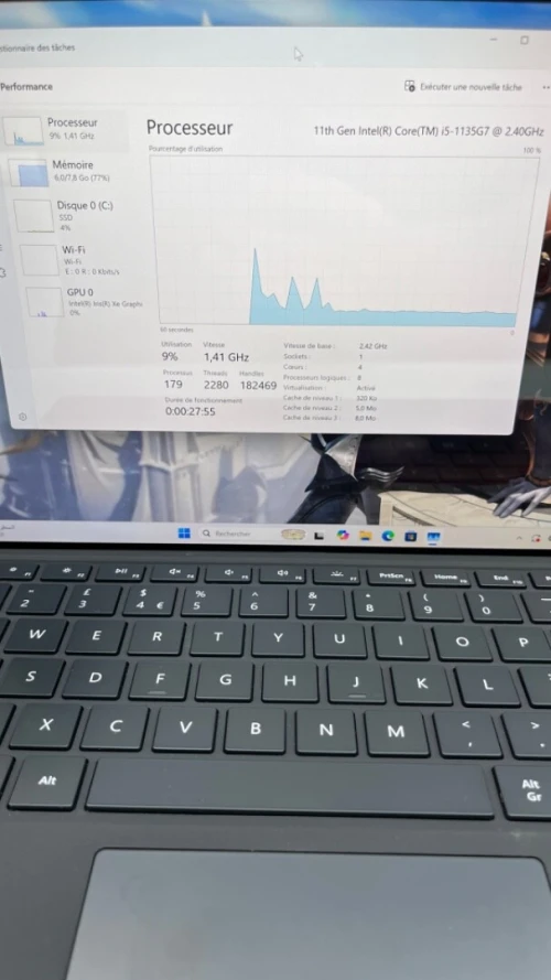 SURFACE PRO 7+ I5-11TH 08RAM 256SSD IRIS XE BATTERIE +4 HEURES