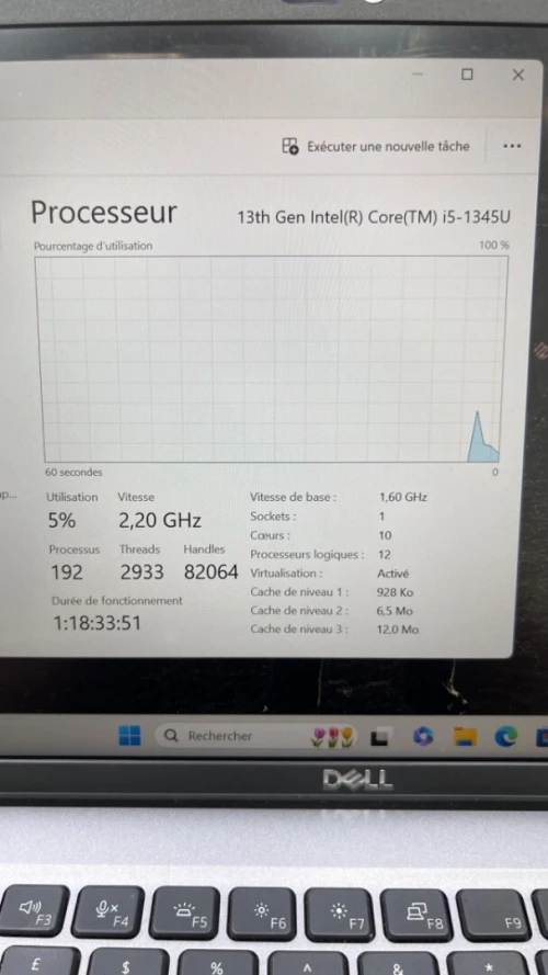 DELL LATITUDE 5440  I5-13TH 16RAM 256 SSD 14'' FHD BATTERIE + 3 HEURES INTEL IRIS XE ETAT 10/10 GARANTIE 06 MOIS A2-6
