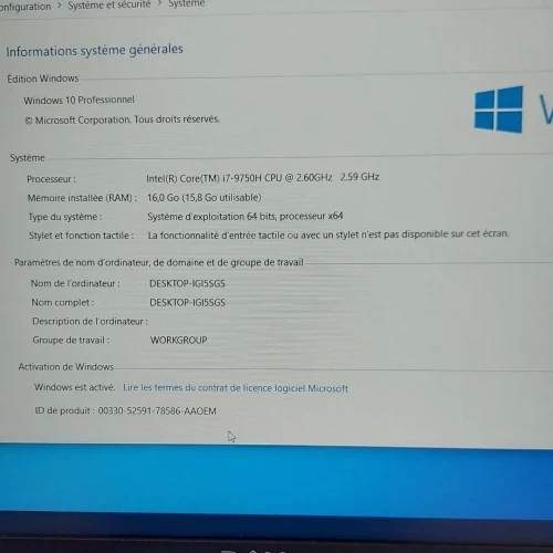 DELL PRECISION 3541 I7-9TH 16RAM 512SSD 15.6''