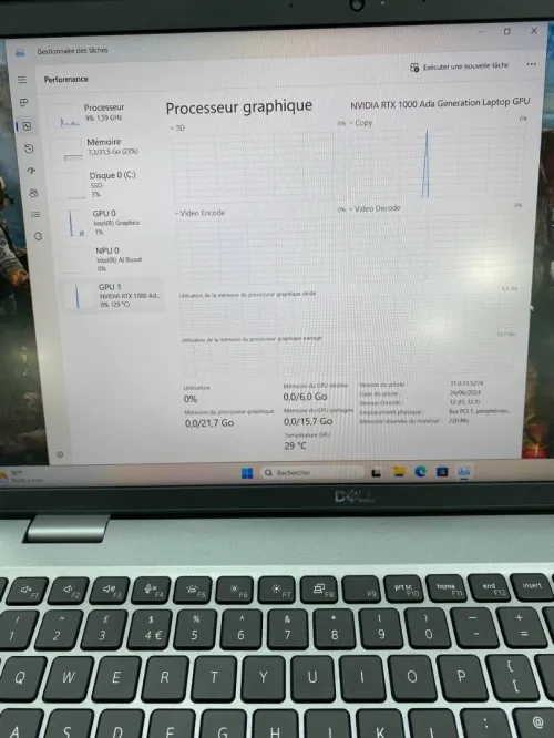 DELL PRECISION 3591 ULTRA 7 155H 15.6'' 16RAM 1TB SSD INTEL RTX 1000 Ada 06GB DÉDIÉE 100% CYCLE 3