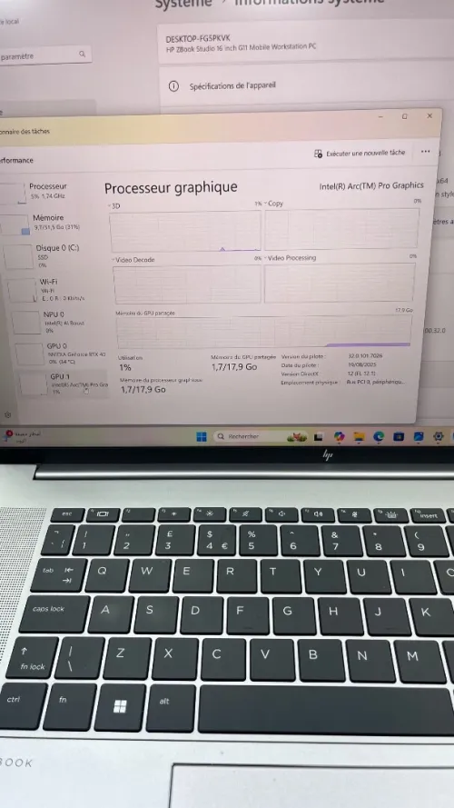 ZBOOK STUDIO G11 16'' Ultra 7 155H 32RAM 512SSD RTX 4070 08GB DÉDIÉE BATTERIE +5 HEURES