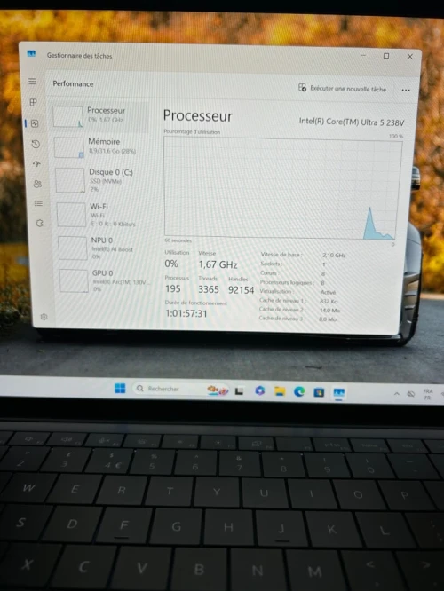 DELL PRO 14 PREMIUM  Ultra 5 265H 32RAM 1 TB SSD  INTEL Pro 130V  14'' FHD+ BATTERIE 95% CYCLE 37 ETAT NEUF GARANTIE 06 MOIS  A2-3