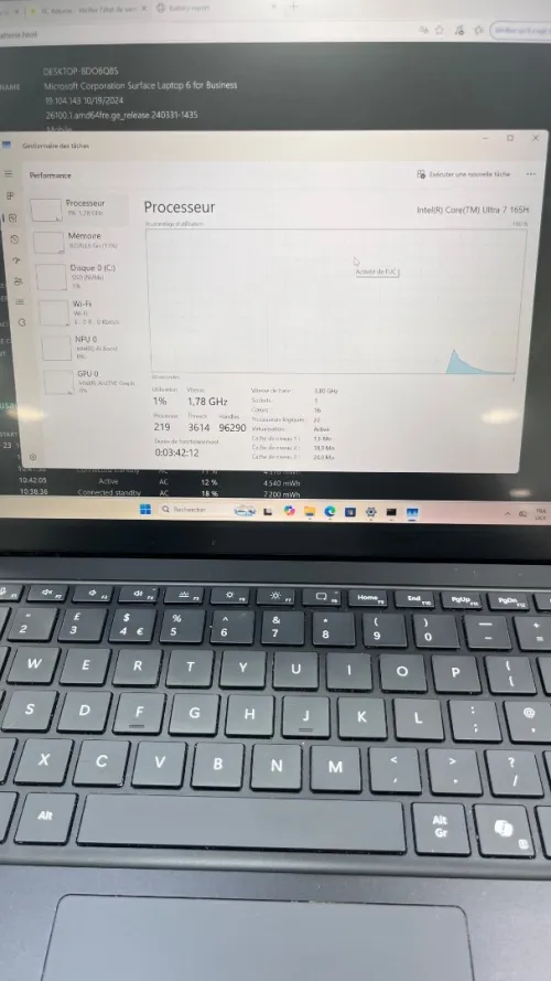 SURFACE LAPTOP 6 FOR BUSINESS BLACK EDITION  Ultra 7 165H  64RAM 1TB SSD INTEL ARC GRAPHICS BATTERIE +4 HEURES  TRES BON ÉTAT GARANTIE 06 MOIS