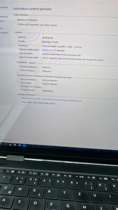 LG GRAM  I7-13TH PROCESSEUR P 16RAM 1 TB SSD  INTEL IRIS XE  GRAPHS BATTERIE 7 HEURES 95%