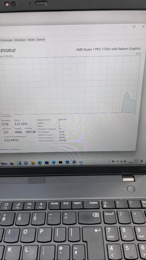 LENOVO THINKPAD L15  15.6'' FHD AMD Ryzen 7 PRO 7730U 16RAM 512 SSD AMD RADEON 01GB DÉDIÉE  BATTERIE +4 HEURES BON ÉTAT GARANTIE 06 MOIS