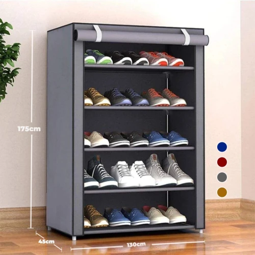 حامل ومنظم الأحذية من 5 رفوف مع ستار - Porte-Chaussures A 5 Étagères