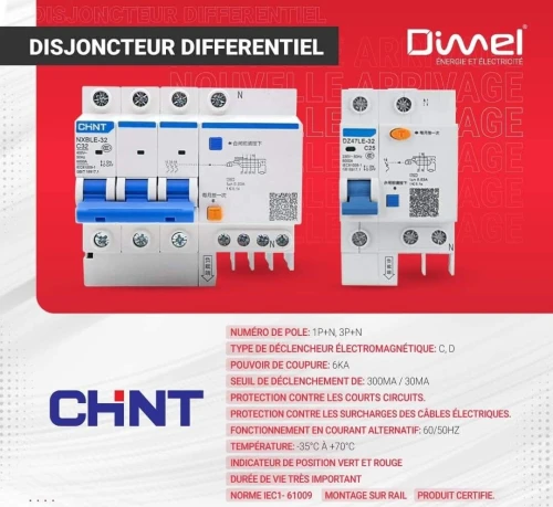 Equipment électrique CHINT - Disjoncteurs, Contacteur, Relais, Différentiels et plus 