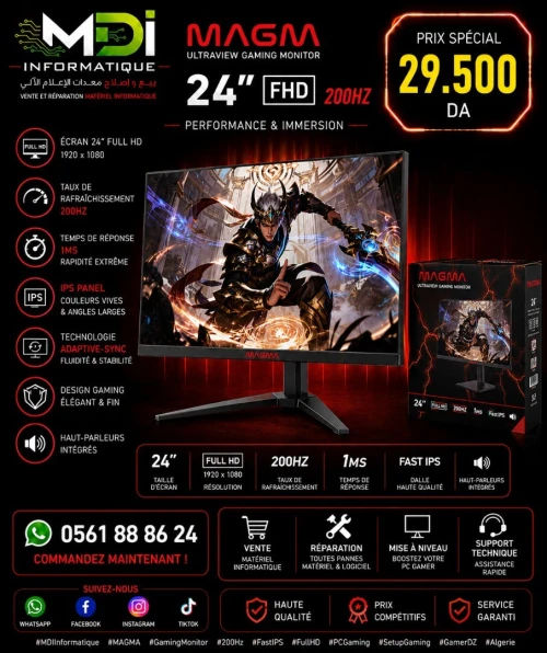 ÉCRAN GAMING MAGMA 24" FULL HD 200Hz FAST IPS