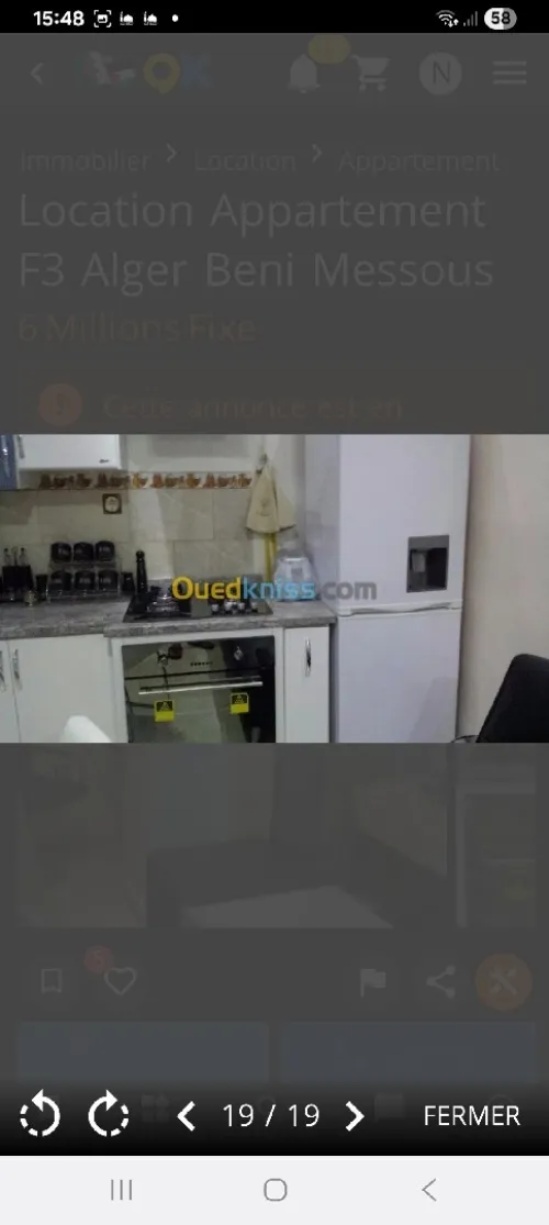 Location Appartement F3 Alger Beni messous