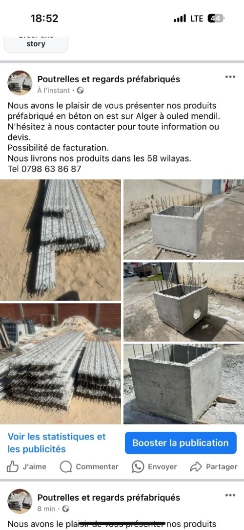 Regards,caniveau et poutrelle préfabriqués 