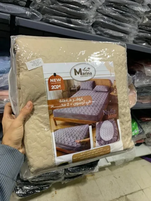 Ensemble 3Pcs Couvre-lit imperméable 2 Places Avec 2 Couvre Oreillers épais