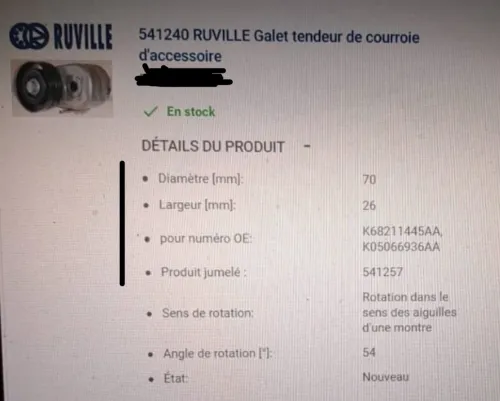 Galet tendeur de courroie d accessoire