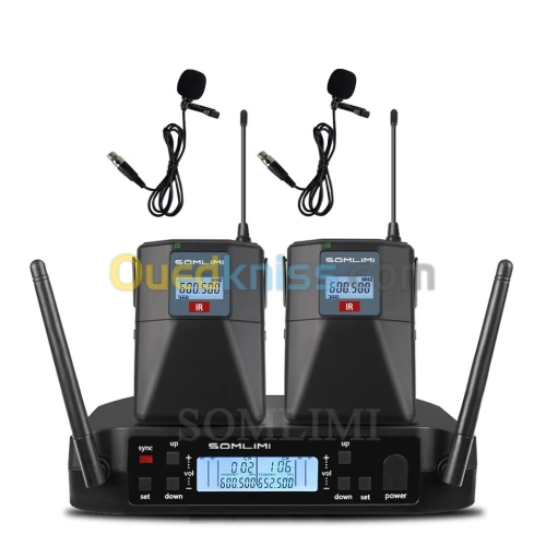 Double microphone sans fil professionnel système UHF