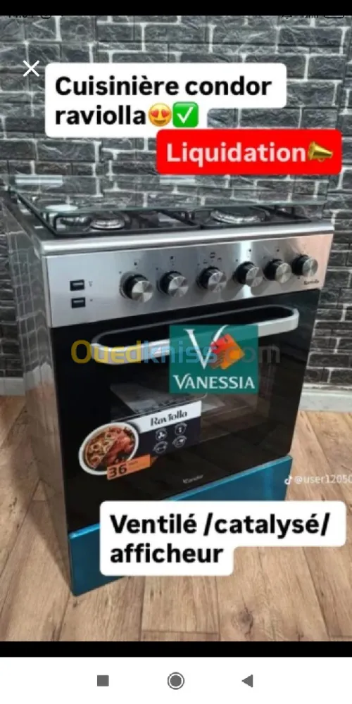 Super Promotion Cuisinière condor revoilà 4feux, ventilaté, catalyse