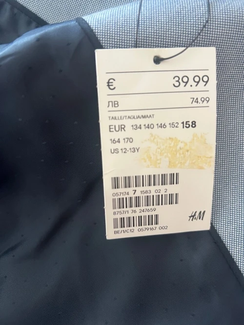 Veste Costume H&M original bleu ciel enfants